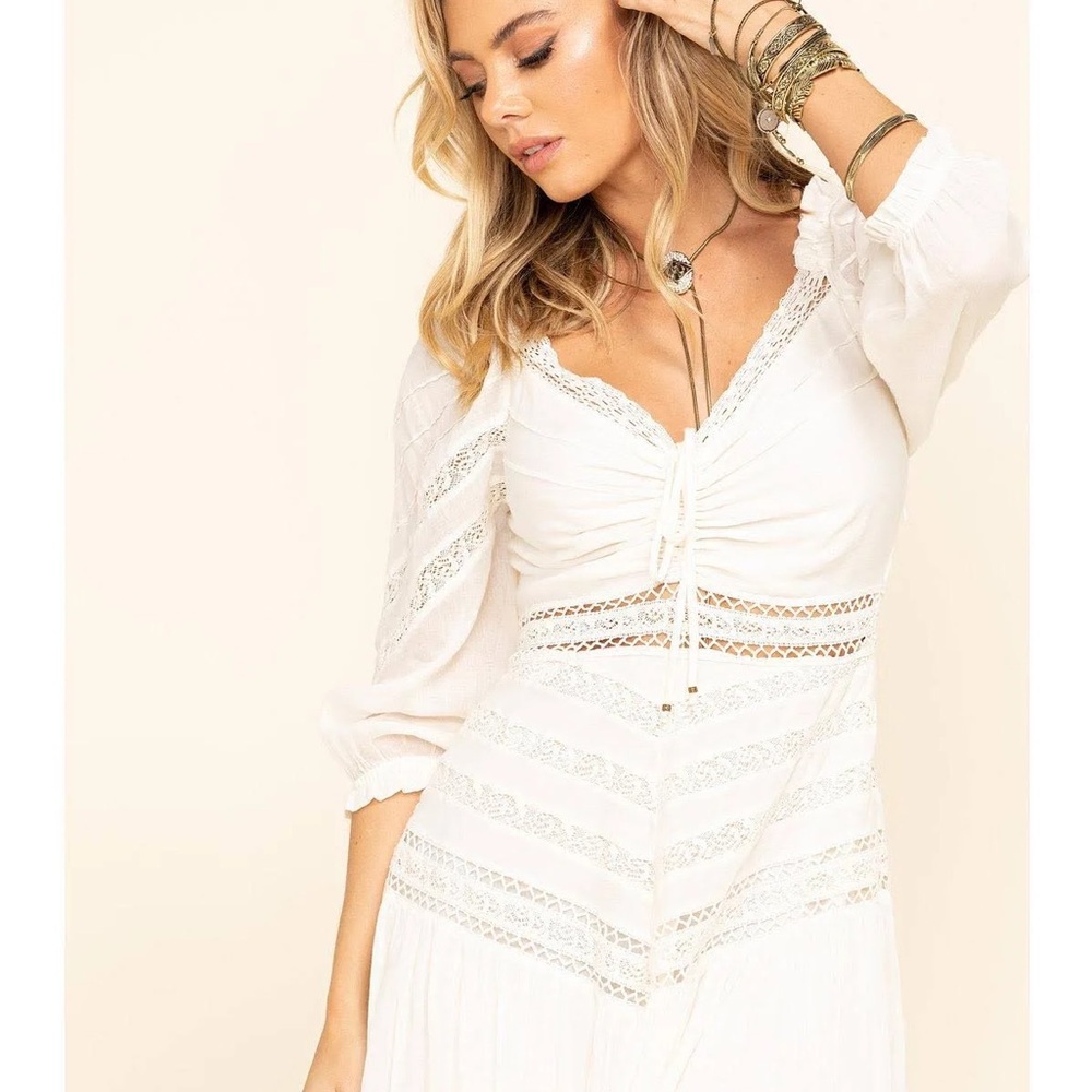 Free People Cream Smocked Top